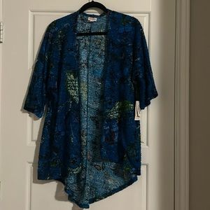 NWT Small LuLaRoe Lindsay Red Purple Floral Open Cardigan Kimono